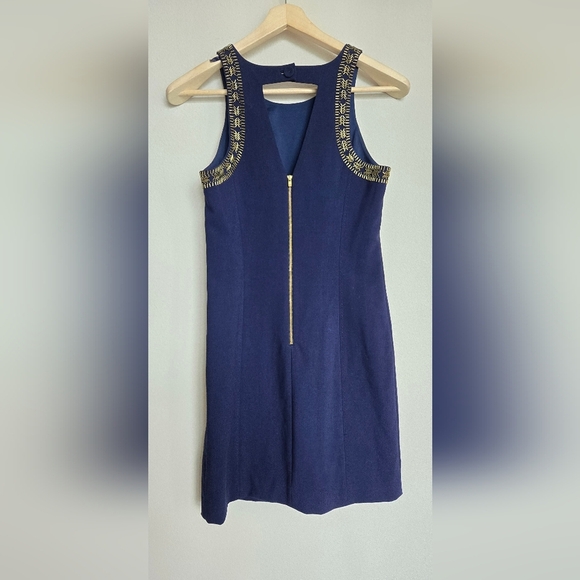 Lilly Pulitzer Navy Blue Largo Shift Beaded Dress Size 6 - Picture 3 of 11
